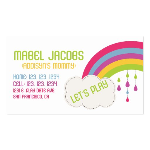 RAINBOW MOMMY CARD BUSINESS CARDS (front side)