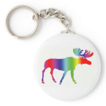 Rainbow Moose Key Chain