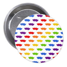 Rainbow Moustaches Pinback Buttons
