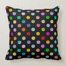 Rainbow Multicolor Smiley Face Pattern Throw Pillow