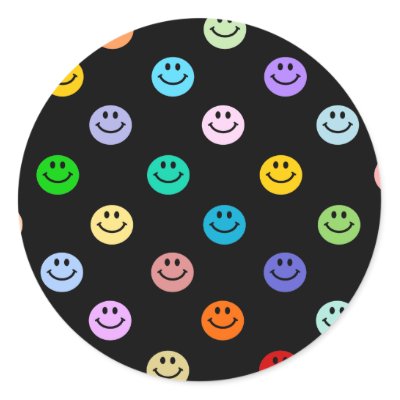 Rainbow Multicolor Smiley Face Pattern Stickers from Zazzle.com