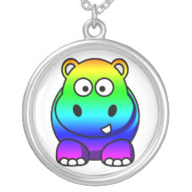 Rainbow Multicolored Hippo Necklace