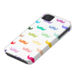 Rainbow Mustache pattern on white iPhone 4 Cover
