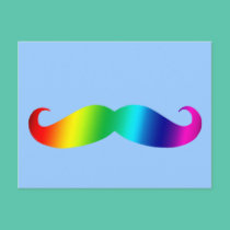 Rainbow Mustache T-shirt postcards