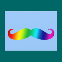 Rainbow Mustache T-shirt postcards