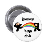 Rainbow Ninja Kick Pinback Button
