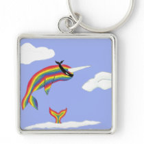Rainbow Ninja Narwhal Key Chain