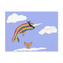 Rainbow Ninja Narwhal That Flies Postcard
