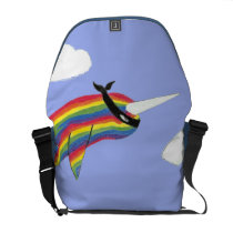 Rainbow Ninja Narwhal That Flies Rickshaw Messenge Courier Bags