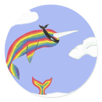 Rainbow Ninja Narwhal That Flies Round Sticker