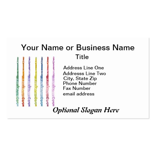 Rainbow of Flutes Business Cards (front side)
