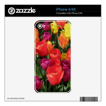 Rainbow Of Tulips Skins For The iPhone 4S