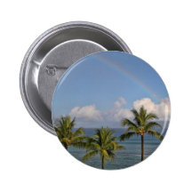 Rainbow over the Ocean with Palm Trees Buttons