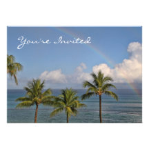Rainbow over the Ocean with Palm Trees Invitation