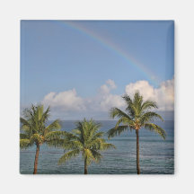 Rainbow over the Ocean with Palm Trees Refrigerator Magnet