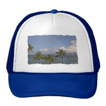 Rainbow over the Ocean with Palm Trees Mesh Hat