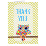 Rainbow Owl Chevron Thank You Card cards