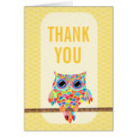 Rainbow Owl Chevron Thank You Card cards