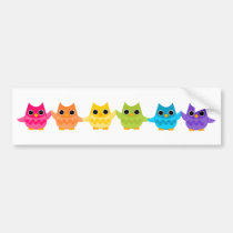 Rainbow Owls bumper stickers