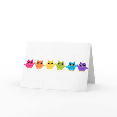 Rainbow Owls greeting cards