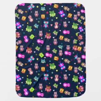 Rainbow owls cute pattern swaddle blanket