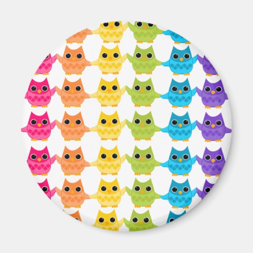 Rainbow Owls Magnets