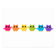 Rainbow Owls Post Cards