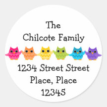 Rainbow Owls Round Sticker