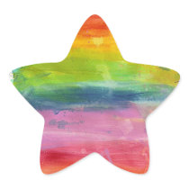 Rainbow paint design star shaped sticker stickers