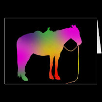 Rainbow painted horse card cards
