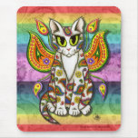 Rainbow Paisley Fairy Cat Fantasy Art Mousepad mousepads