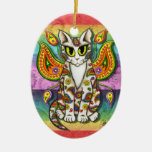 Rainbow Paisley Fairy Cat Fantasy Art Ornament ornaments