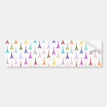 Rainbow Paris Eiffel Tower pattern Bumper Sticker