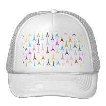 Rainbow Paris Eiffel Tower pattern Trucker Hats