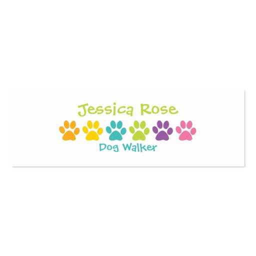 Rainbow Paw Print Dog Walker Business Card Template (front side)