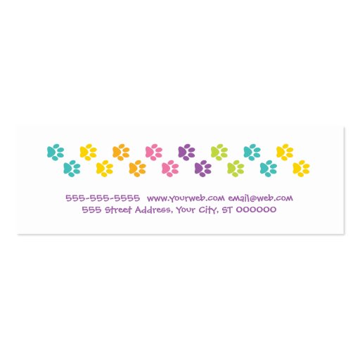 Rainbow Paw Print Dog Walker Business Card Template (back side)