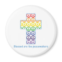 Rainbow Peace Cross magnets