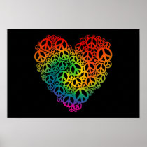 Rainbow Peace Heart Posters