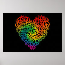 Rainbow Peace Heart Posters