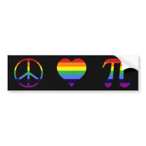rainbow peace love pi bumper stickers