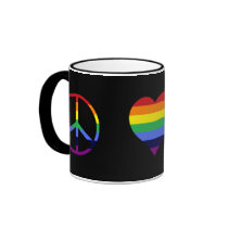 rainbow peace love pi mug