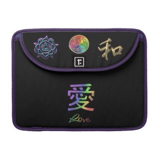Rainbow Peace Love Wisdom and the Endless Cycle Sleeves For MacBooks