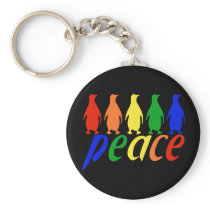 Rainbow Peace Penguins Key Chains