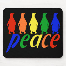 Rainbow Peace Penguins Mouse Pads