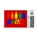 Rainbow Peace Penguins Postage