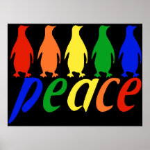 Rainbow Peace Penguins Poster