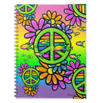 Rainbow Peace Psychedelic Flower Hippie Notebook notebooks