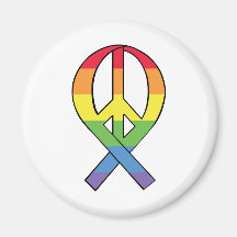 Rainbow Peace Ribbon Fridge Magnets