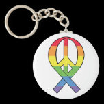 Rainbow Peace Ribbon keychains