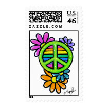 Rainbow Peace Sign Flower Hippie Postage stamps